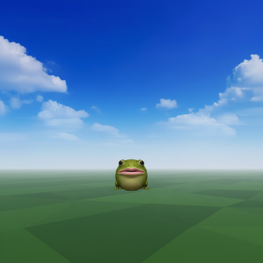 low poly GORF alone on a vast field