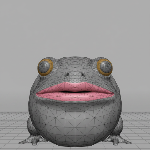 GORF wireframe source model, lips highlighted